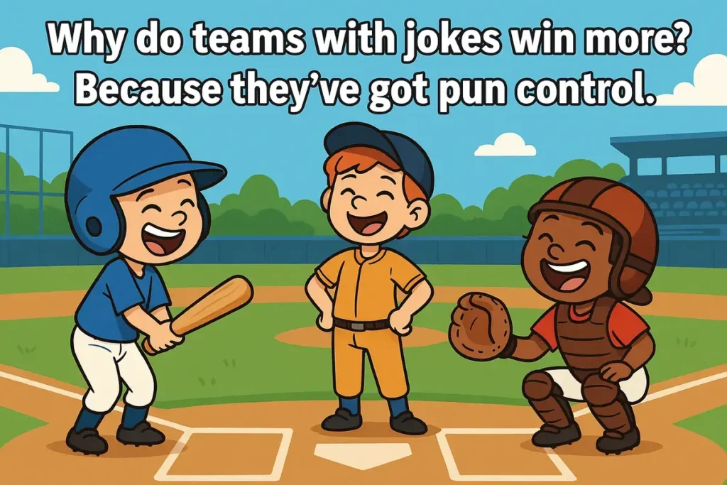 baseball jokes for kids funny pun control cartoon illustration
