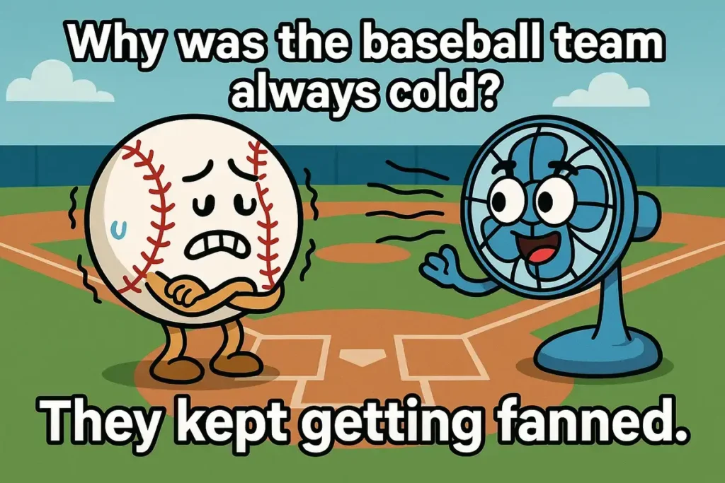 funny cartoon about best baseball jokes getting fanned