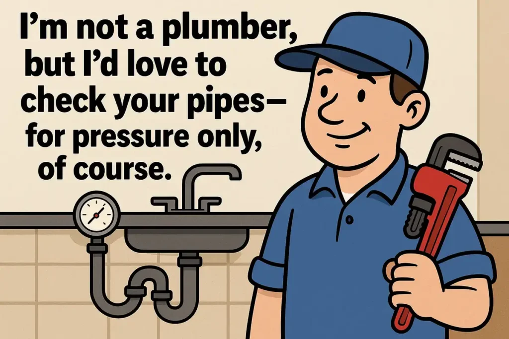 funny plumber cartoon with best flirty dad jokes