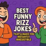 Funny cartoon of two characters laughing with text "Best Funny Rizz Jokes" – best funny rizz jokes