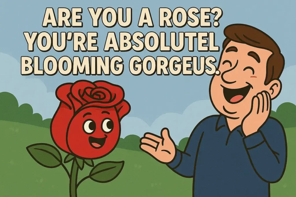 cartoon dad telling rose 'blooming gorgeous' dad pick up lines