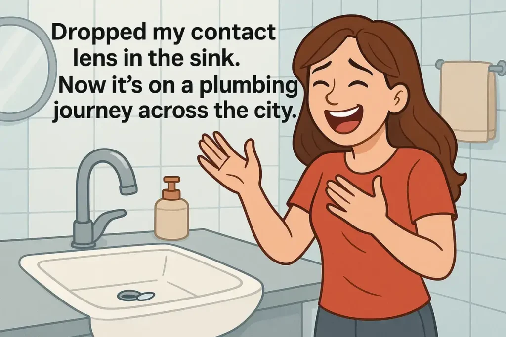 laughing your eyes out the ultimate collection of eyesight jokes woman drops contact lens in sink