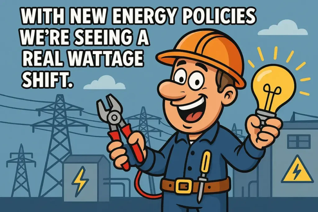 funny electrician jokes cartoon with wattage shift pun