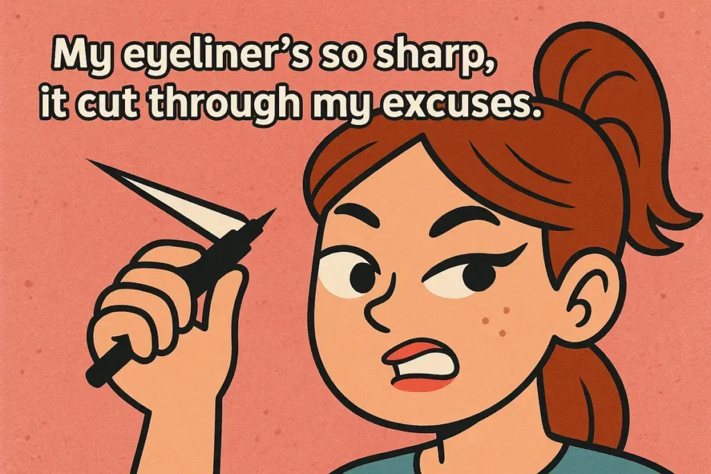 Funny cartoon woman with sharp eyeliner for doctor eye jokes