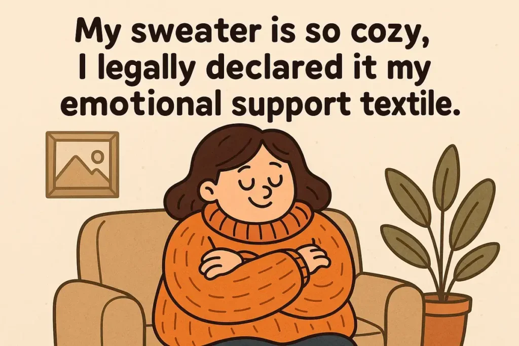 the humor harvest picking the best fall jokes cozy emotional support sweater cartoon