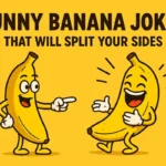 Funny banana jokes cartoon with two laughing bananas