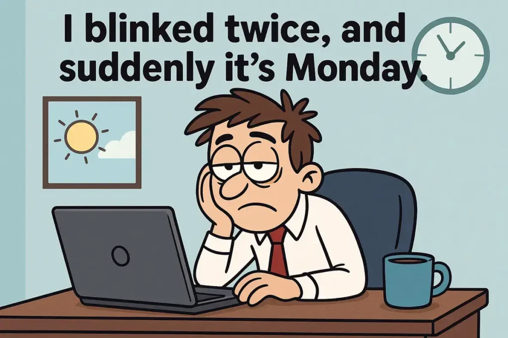 I blinked twice, and suddenly it’s Monday.