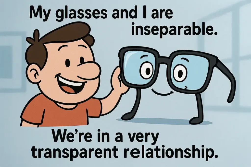 Cartoon man and smiling glasses – funny eye jokes pun
