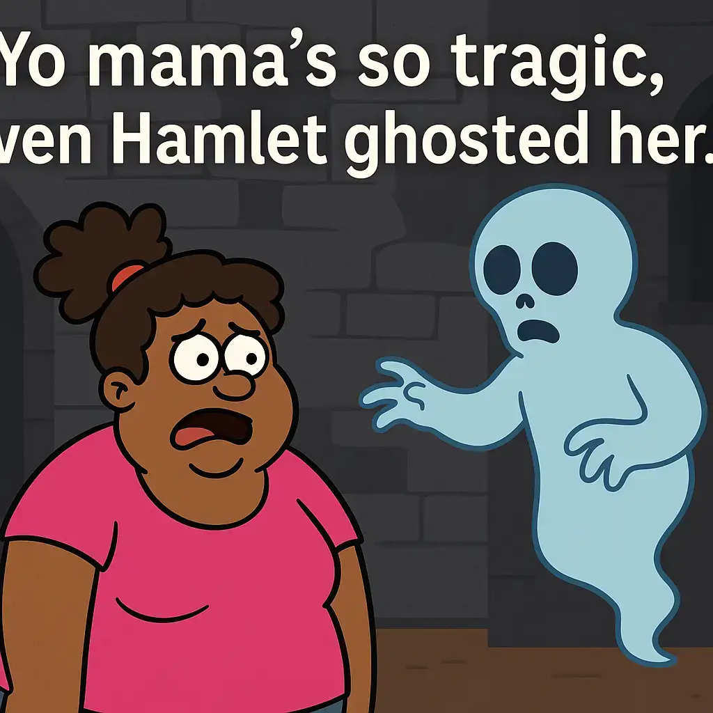Funny cartoon yo mama joke compilation with Hamlet ghosting her