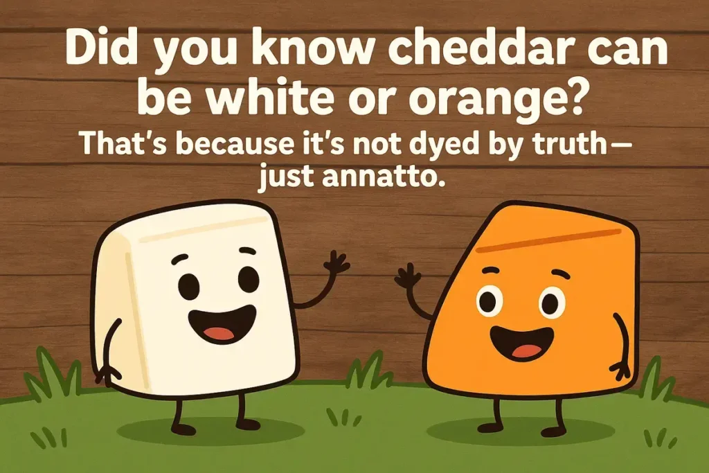 Hilarious cheese jokes cartoon with white and orange cheddar characters