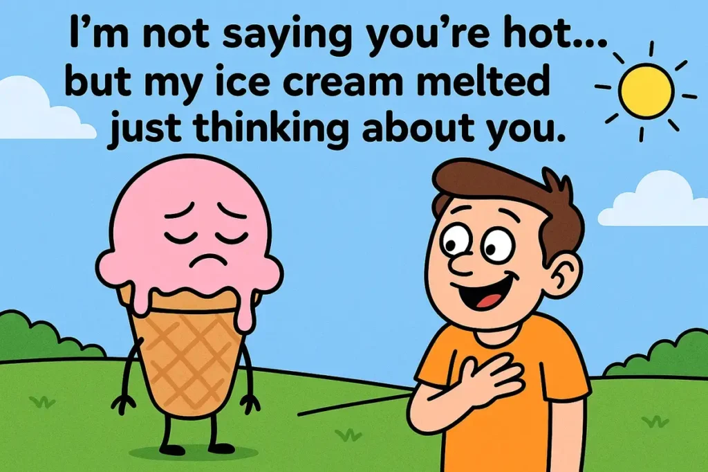 Melting cartoon ice cream reacting to charm