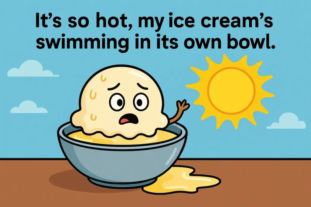 Melting cartoon ice cream in bowl