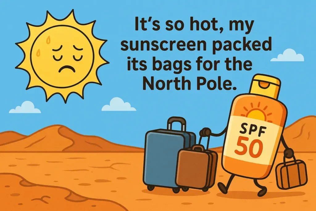 Cartoon of sunscreen packing bags