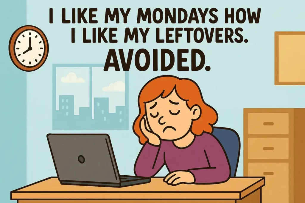 I like my Mondays how I like my leftovers avoided funny monday jokes for work cartoon