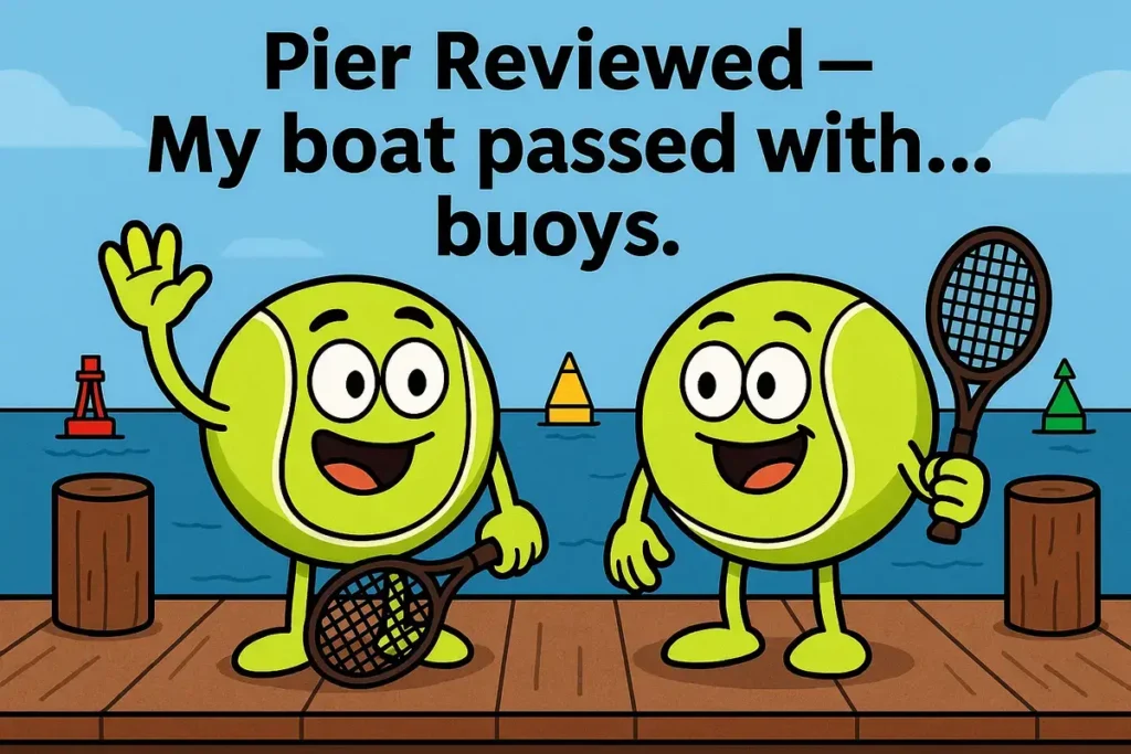 Tennis cartoon joke pier reviewed boat buoys
