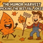 Cartoon fall scene for the humor harvest picking the best fall jokes