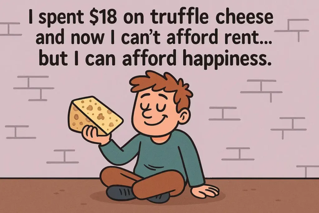 Guy happy with truffle cheese but broke