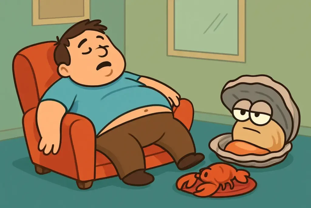  man ignoring seafood in Best Jokes About Lazy Day theme