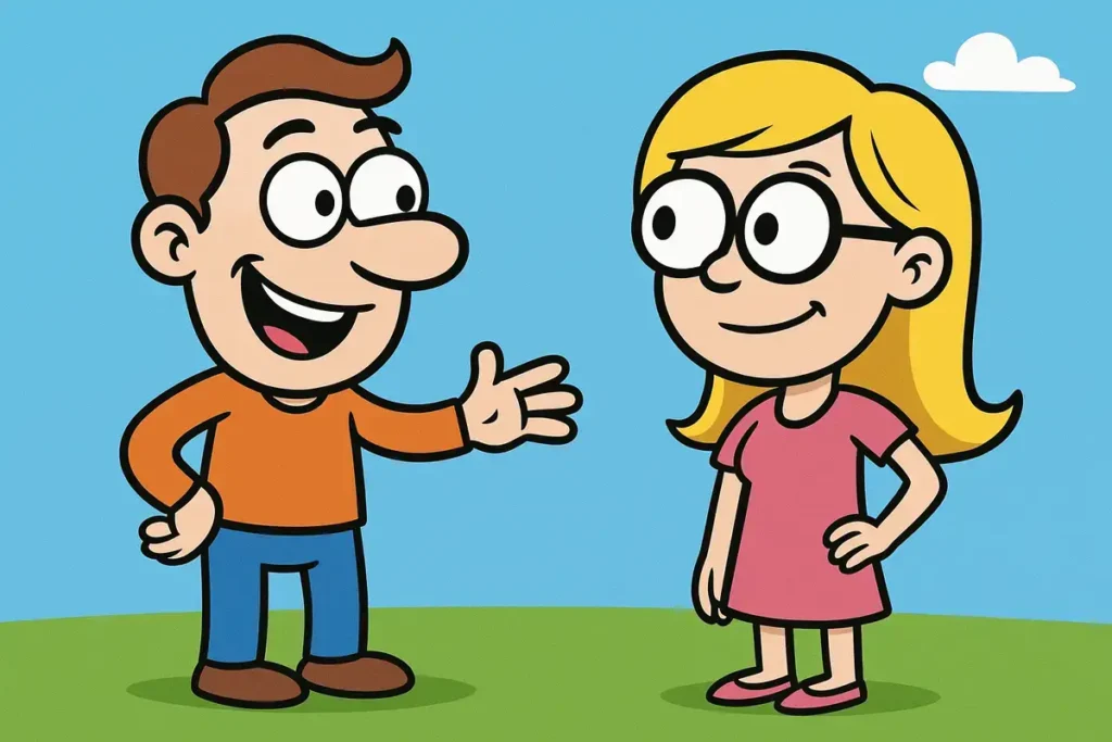 couple meeting for the first time with a funny name jokes theme