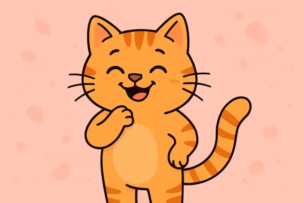 cat smiling with paw raised with Cat Puns and Jokes 