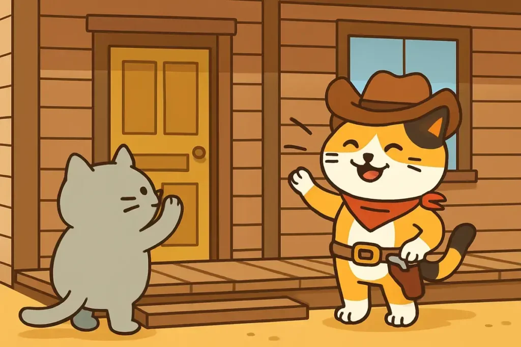 cowboy cat knock knock pun for international cat jokes