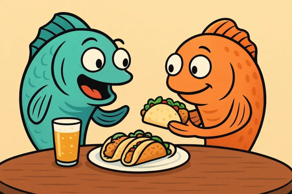 fish enjoying tacos on a date