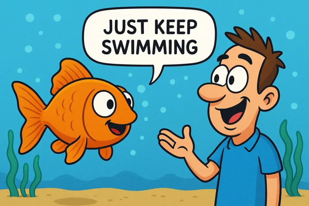 goldfish giving funny advice underwater