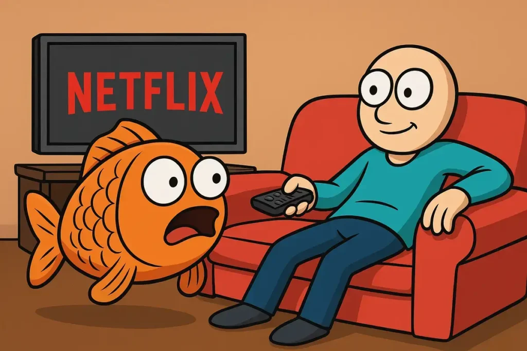fish caught in a funny Netflix and chill scene