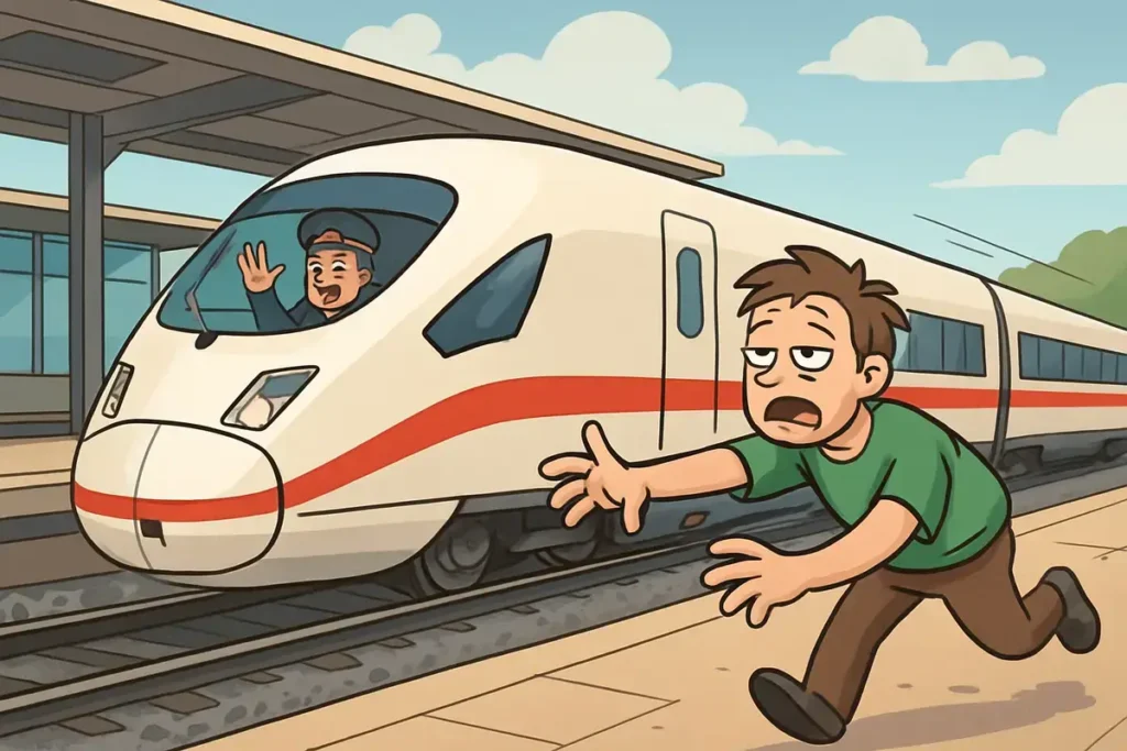 fast German train racing a lazy man