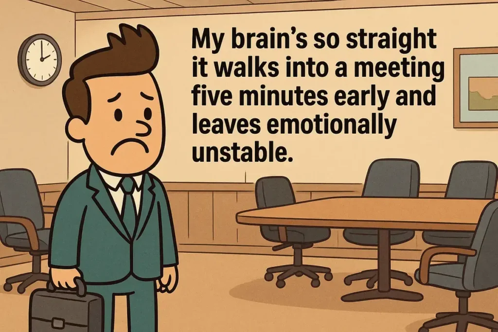 businessman in office for funny straight jokes about meetings