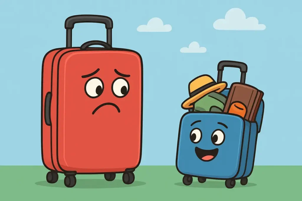 suitcases with funny expressions for national tell me joke theme
