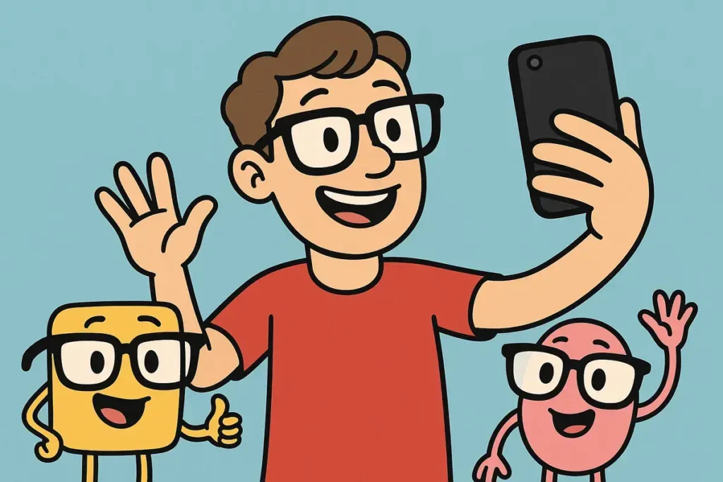 selfie with characters wearing glasses