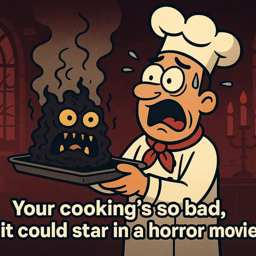chef with scary food