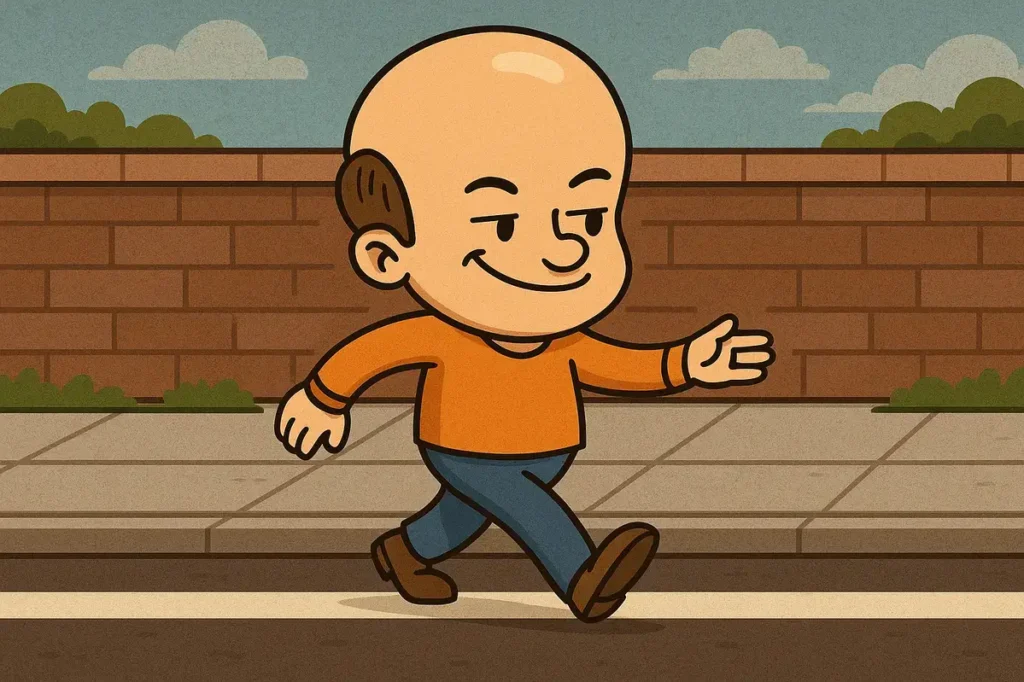 Walking the straight line like I own the sidewalk.