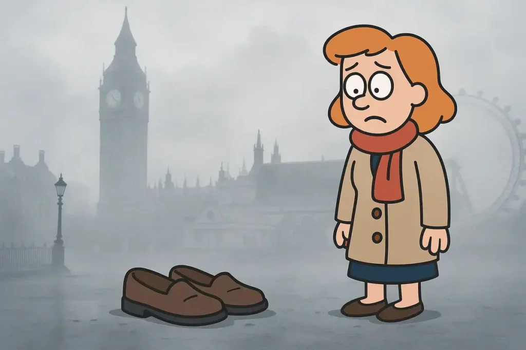 I left my shoes in London fog.