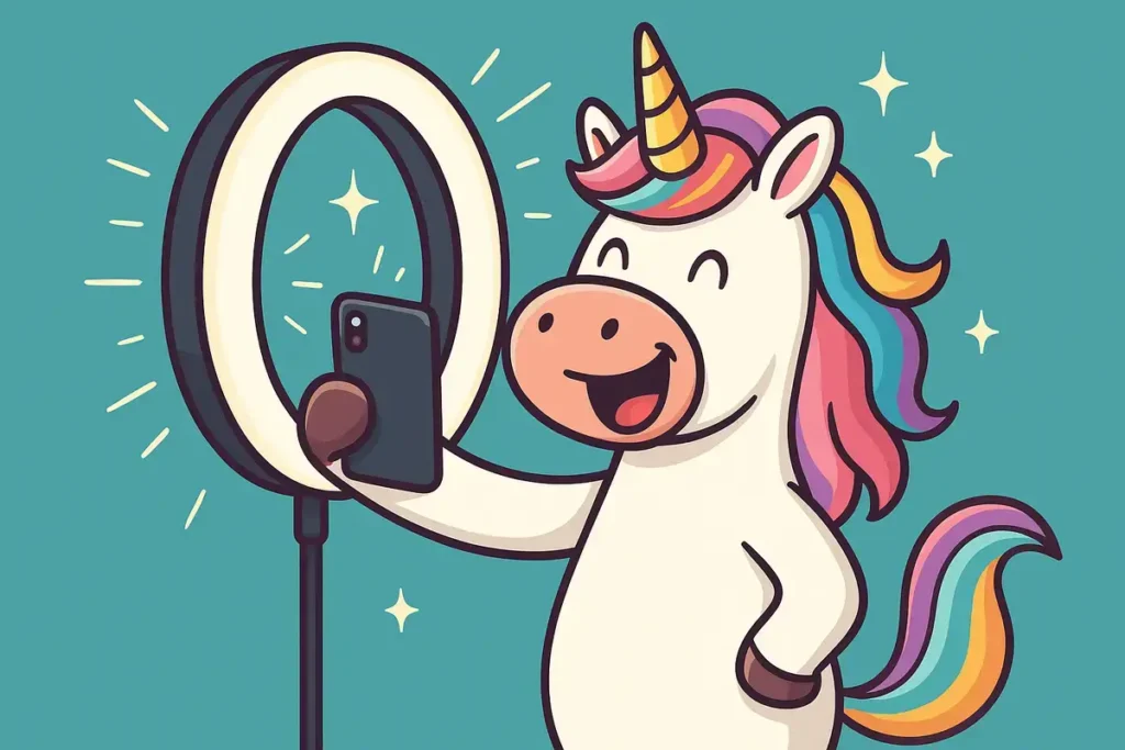 Beauty snaps happen with unicorn lighting.