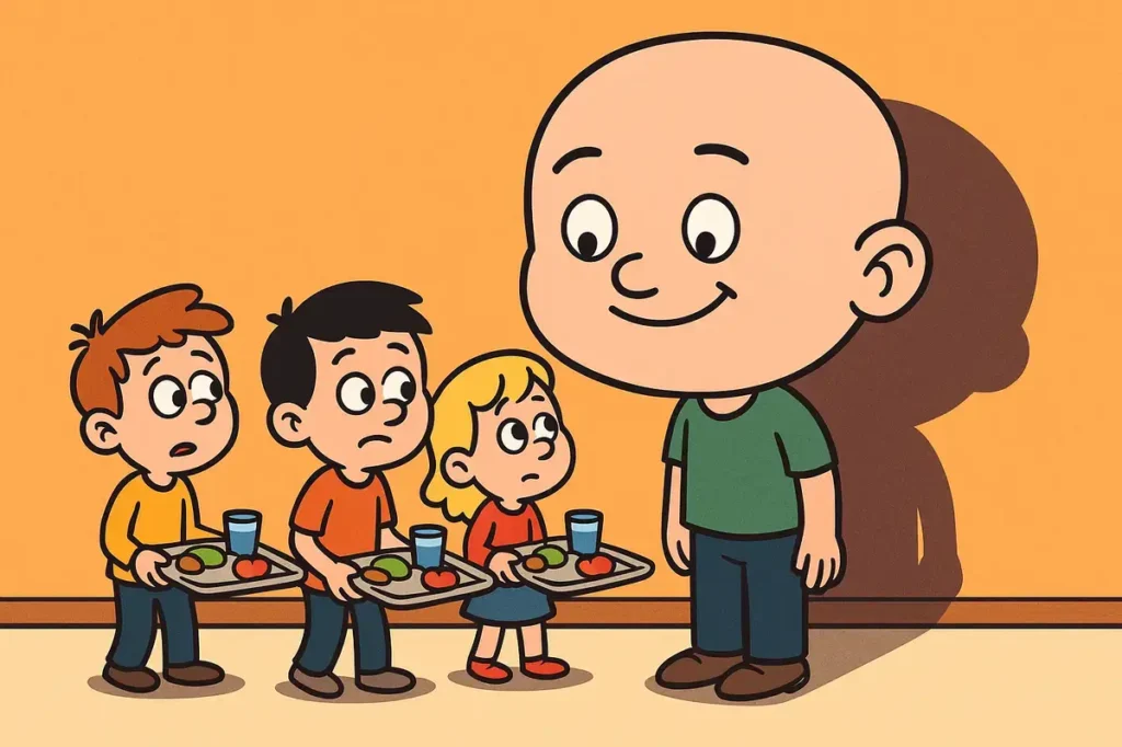 Cafeteria trays slid under your enormous shadow.