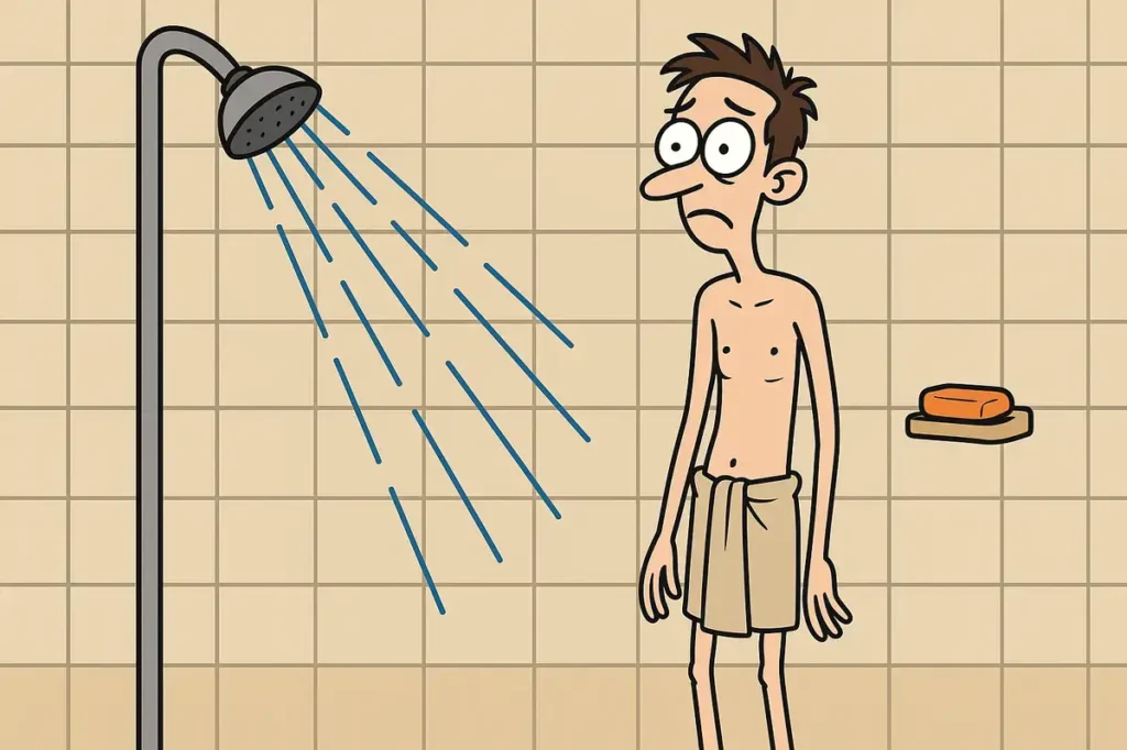 The shower missed me twice.