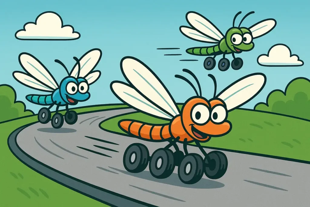 Dragonflies race like tiny supercars.