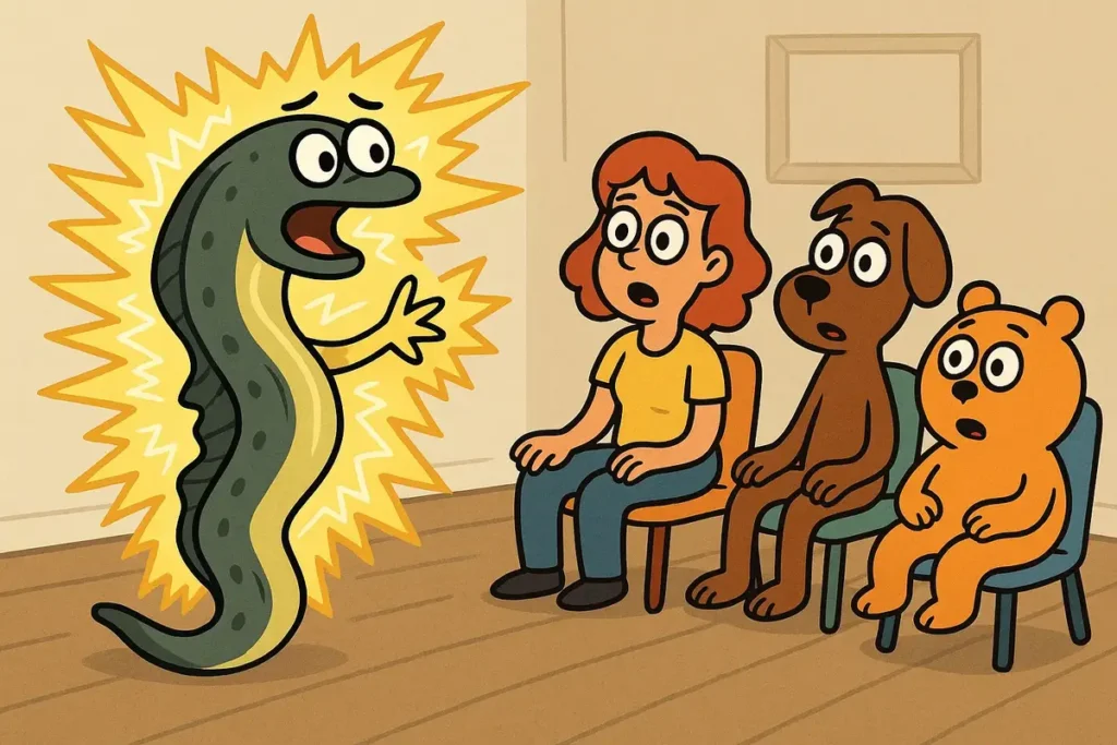 My eel told a story it electrified the room.