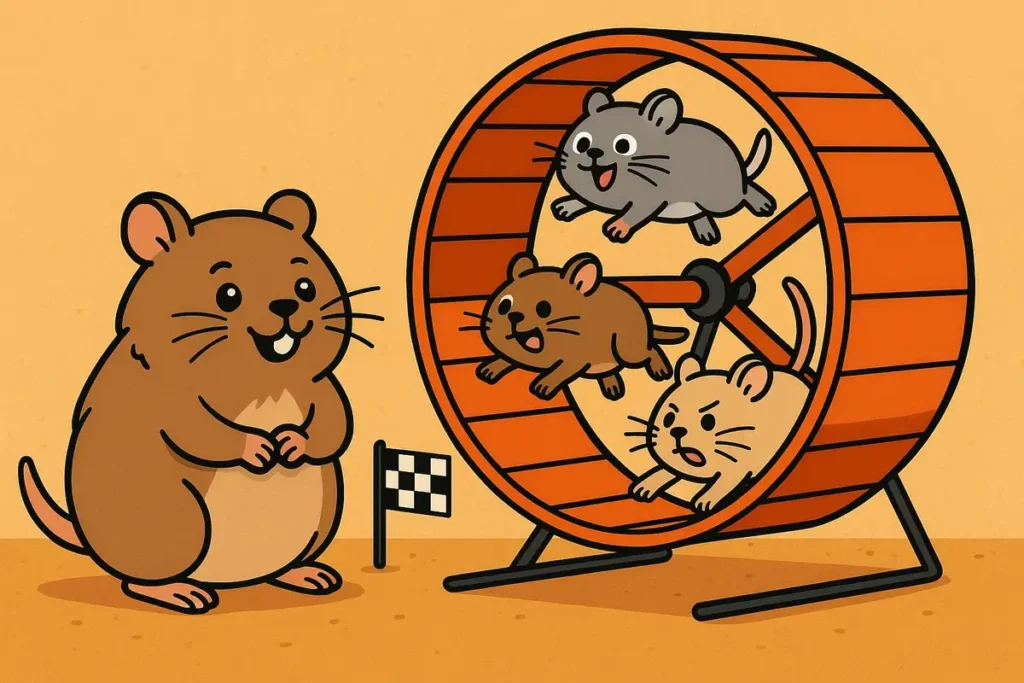 My gerbil hosts secret wheel races.