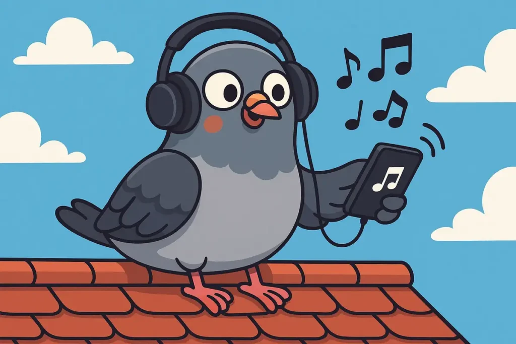 That rooftop bird’s playlist is all coo-l classics.
