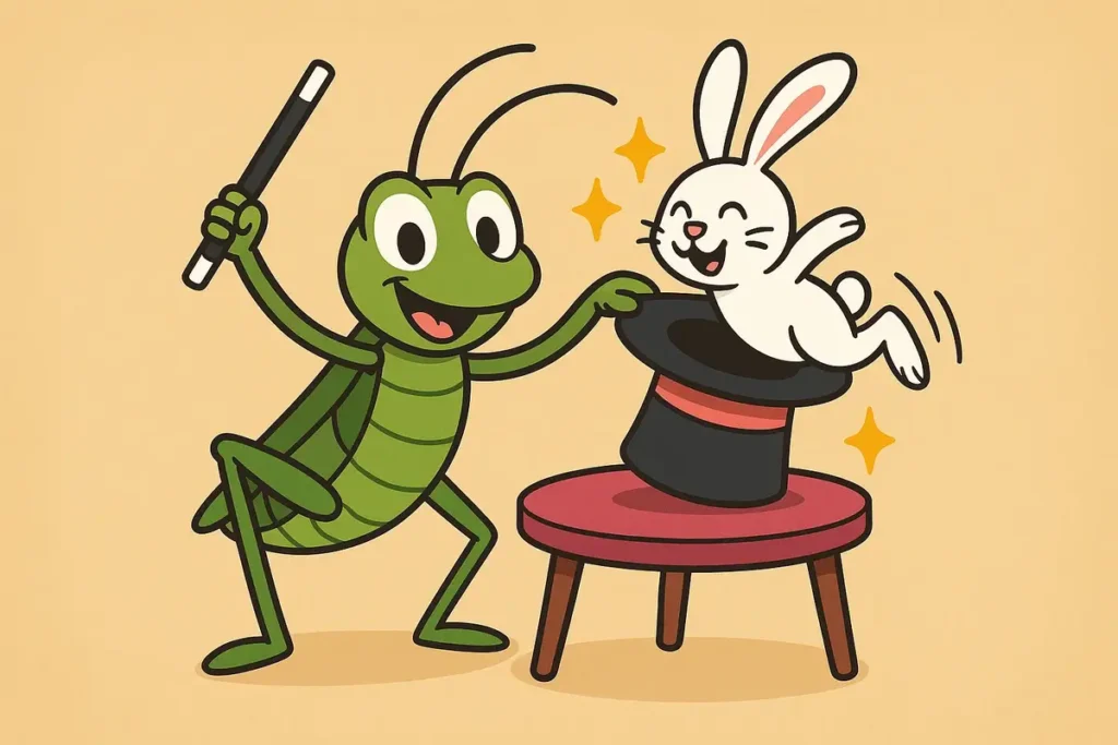 That tiny hopper learned magic; tricks hop off the table.